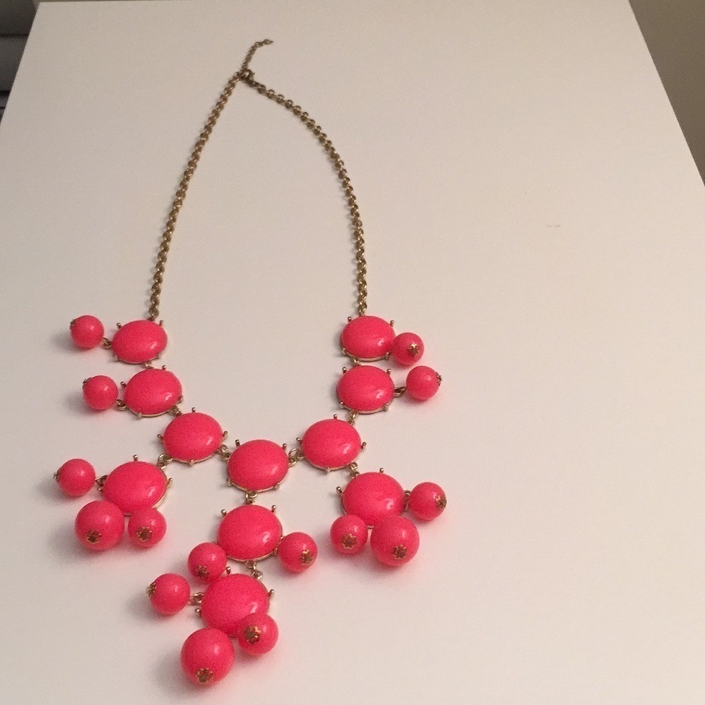 Baublebar neon pink bib necklace.